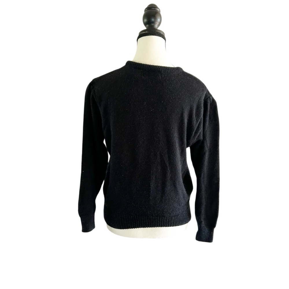 Vintage 80’s Cross Roads Black & Silver Embellished Sweater Size M Sequins - Picture 2 of 11